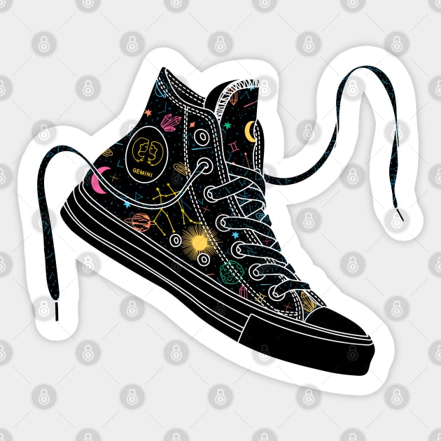 Gemini high tops - Pastel &amp; black Sticker by MickeyEdwards